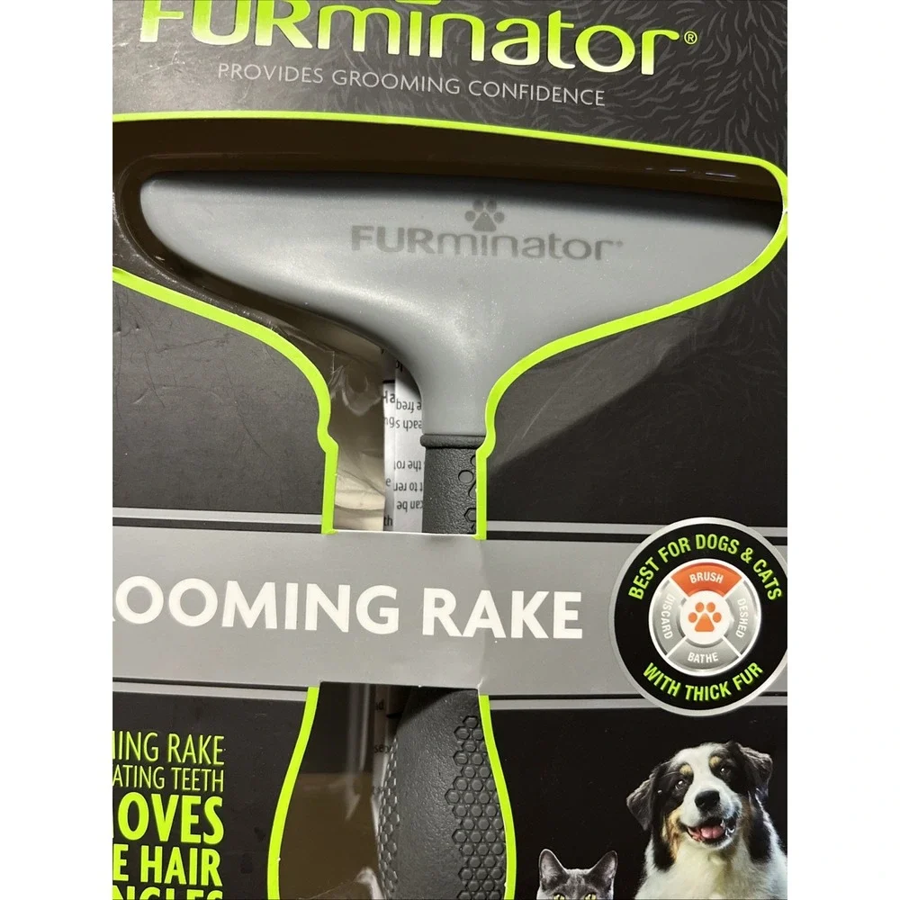FURminator Daily Grooming Rake w/Rotating Teeth Dogs & Cats w/Thick Fur, NEW
